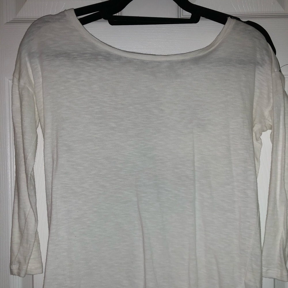 Basic White Zipper Long Sleeve